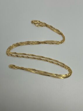 Vtg 925 Sterling Silver Yellow Gold Tone Singapore Twist Chain Necklace 20”